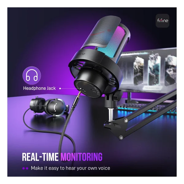 Fifine Ampligame A8t RGB USB Yayıncı Mikrofonu - Görsel 4