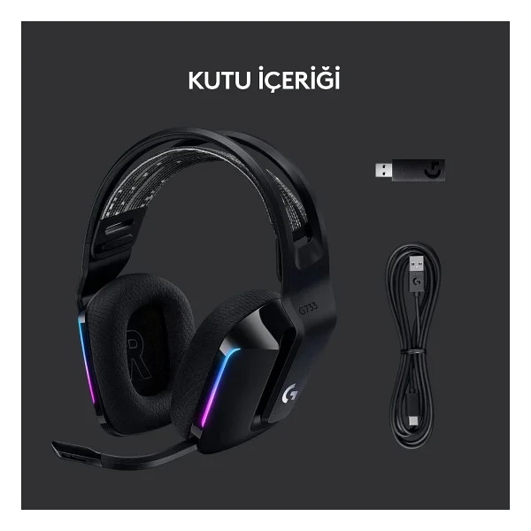 Logitech G733 Lightspeed RGB 7.1 Kablosuz Kulak Üstü Oyuncu Kulaklığı - Görsel 6