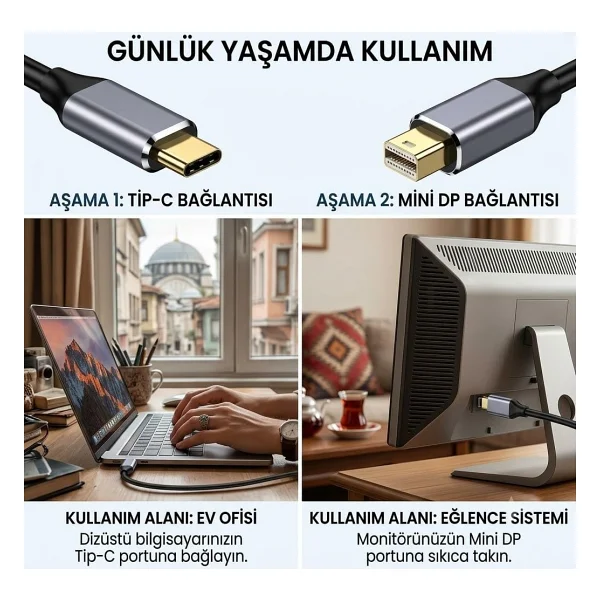 Daytona K-02 Type-C To Displayport Dönüştürücü - Görsel 5