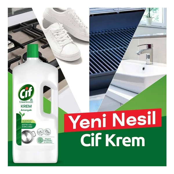 Cif Cleanboost Krem Amonyak Yüzey Temizleyici 1.5 Lt 3'lü - Görsel 3