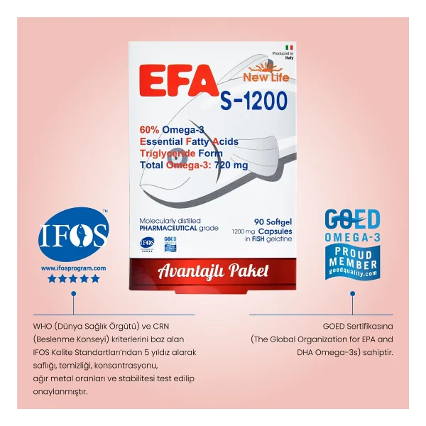 New Life Efa S-1200 Omega 3 Balık Yağı 90 Kapsül - Görsel 6