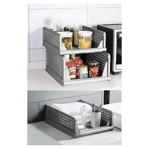Mithra Life 6 Lı Kayar Raf Organizer Gri Dolap İçi Kıyafet Aksesuar Düzenleyici 45x35 Cm Mıt1264 - Görsel 8
