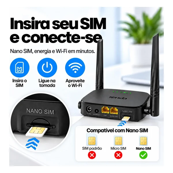 Tenda 4G03 Pro 300MBPS 2PORT 2 Anten 2.4GHz 4G LTE SIM Kart Girişli Router - Görsel 6