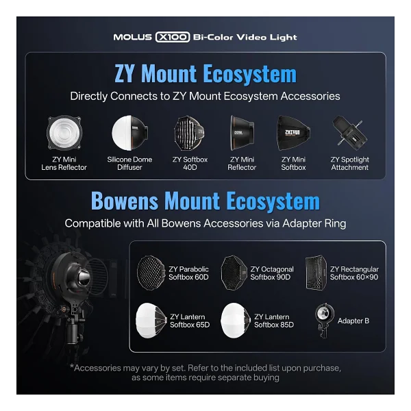 Zhiyun Molus X100 Bi-Color Pocket Cob Monolight Pro Kit - Görsel 9