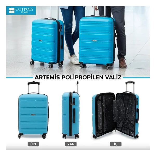 Cotpoly Artemis Polipropilen Mavi Orta Boy Valiz - Görsel 2