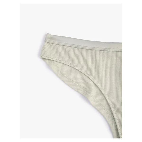 Koton Kadın Normal Bel Kumaş Detaylı Brief Külot, Gri (035), XS - Görsel 6