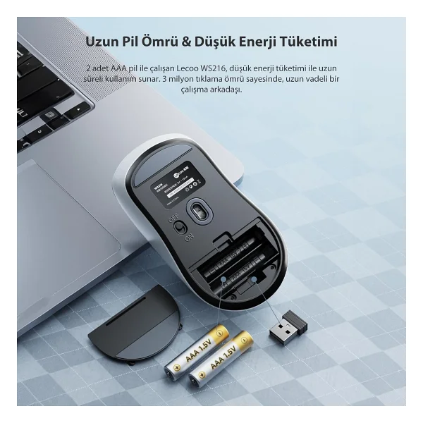 Lenovo Lecoo Ws216 Ergonomik Optik Kablosuz Mouse - Görsel 7