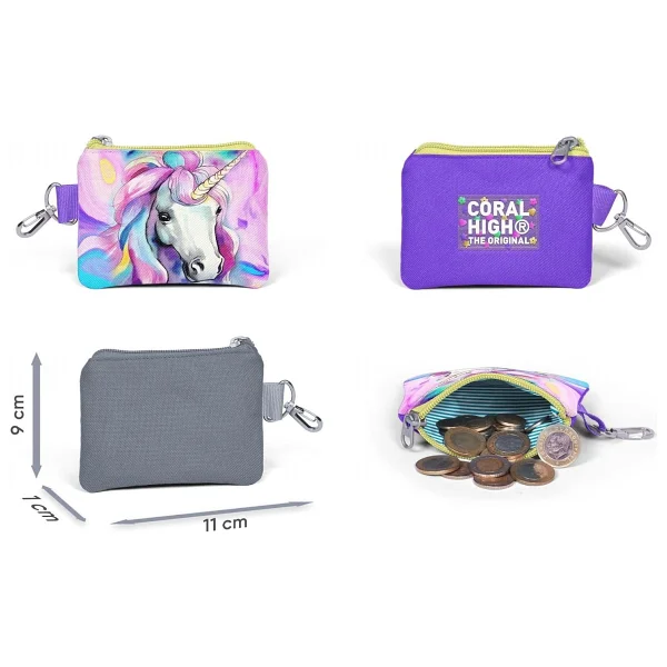Coral High Renkli Unicorn Desenli Bozuk Para Çantası 21903 - Görsel 3