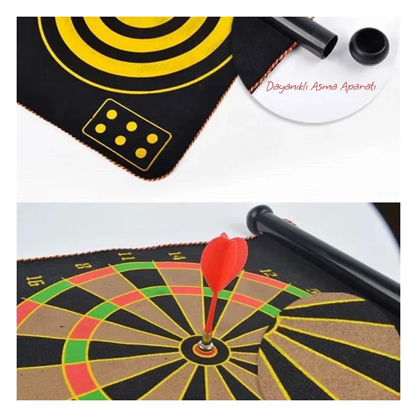 Hsport Manyetik Dart Tahtası Mıknatıslı 6 Ok Büyük Boy Çift Yönlü Hedef Oyunu Dartboard Duvara Zarar Vermeyen Oyun Seti - Görsel 5