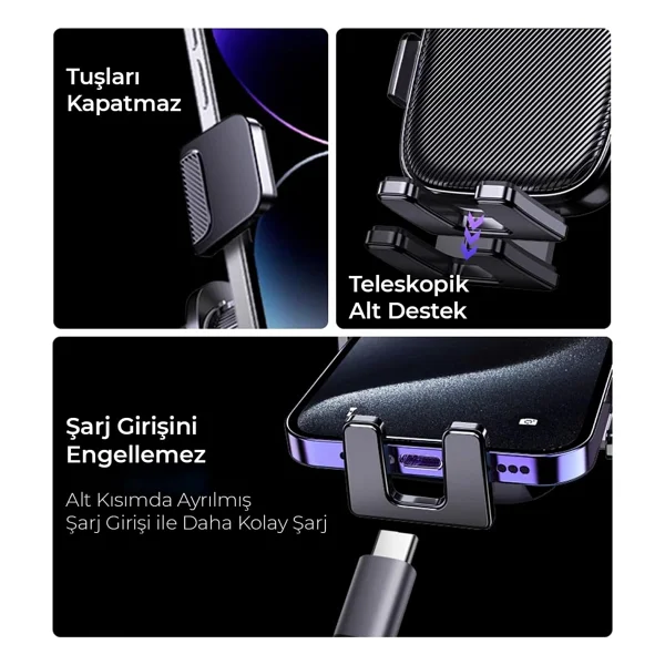 Kingma Metal Kancalı Havalandırma Destekli Araç İçi Telefon Tutucu - Görsel 3