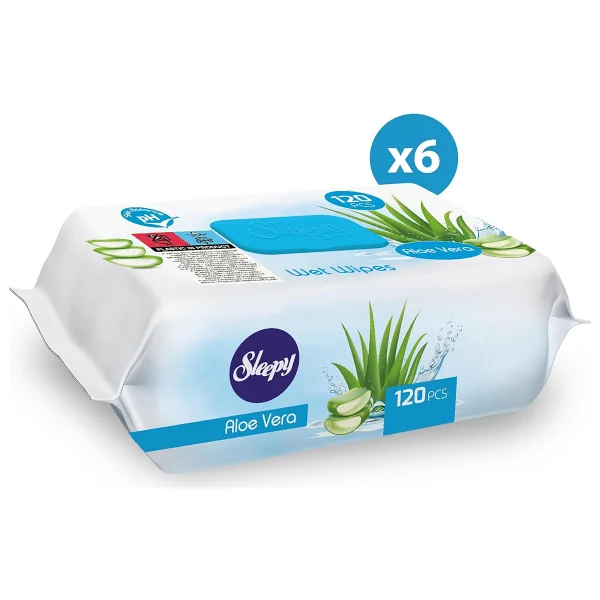 Sleepy Aloe Vera 120 Yaprak 6'lı Paket Islak Mendil - Görsel 3