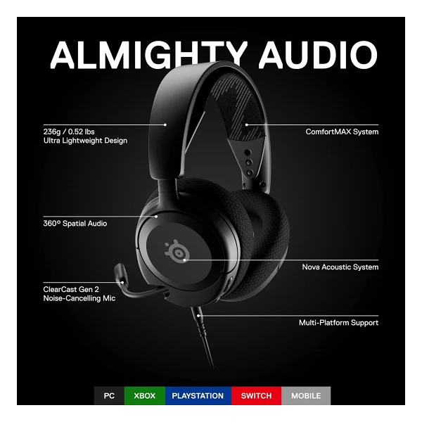 Steelseries Arctis Nova 1 Kablolu Kulak Üstü Oyuncu Kulaklığı - Görsel 3