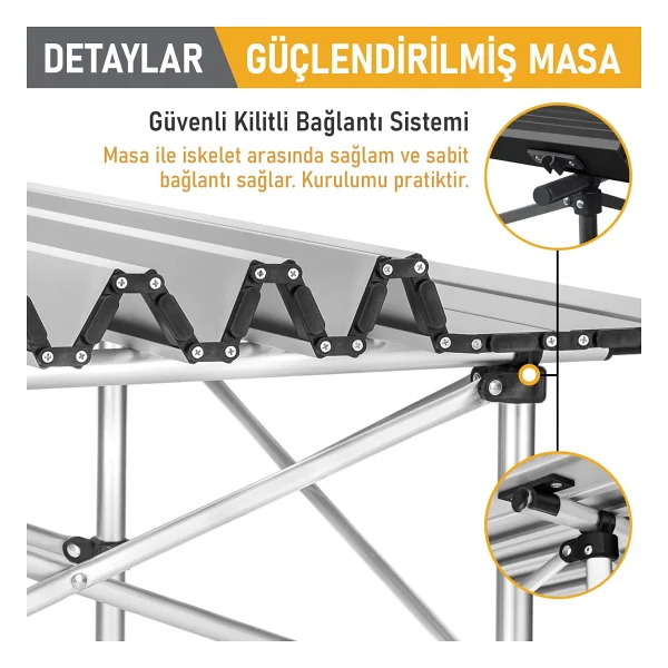 Haegs 70x70 cm Alüminyum Katlanır Kamp Masası - Görsel 4