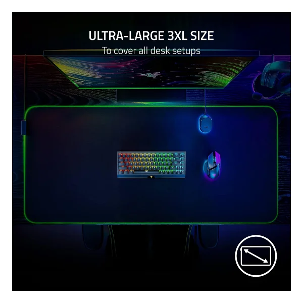 Razer Goliathus Chroma 3XL - Yumuşak Oyun Fare Altlığı, RGB Aydınlatmalı, Mikro Dokulu Kumaş Yüzeyli, Siyah - Görsel 3