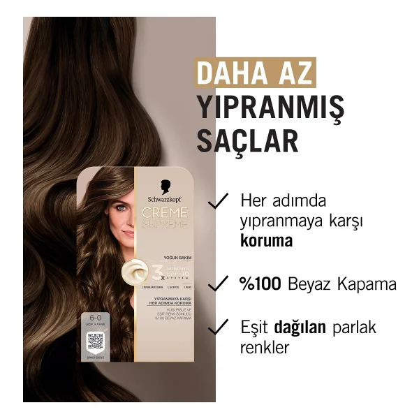 Schwarzkopf Creme Supreme 6.0 Açık Kahve Saç Boyası - Görsel 5