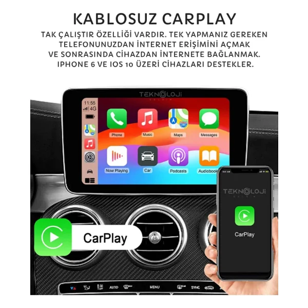 Kablosuz Carplay Ve Android Auto Adaptörü, 2gb RAM 32gb Rom, Türkçe Arayüz, Netflix Ve Youtube Destekli - Görsel 6