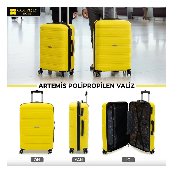 Cotpoly Artemis Polipropilen Sarı Orta Boy Valiz - Görsel 2