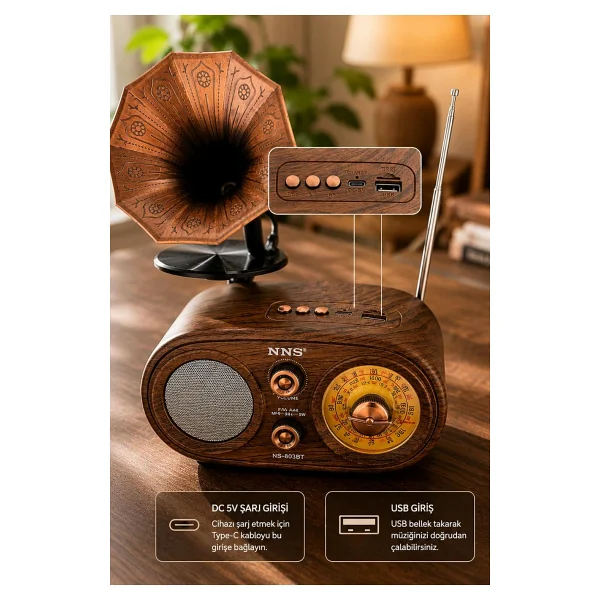 Nns Ns803bt Bluetooth Nostaljik Radyo - Görsel 5