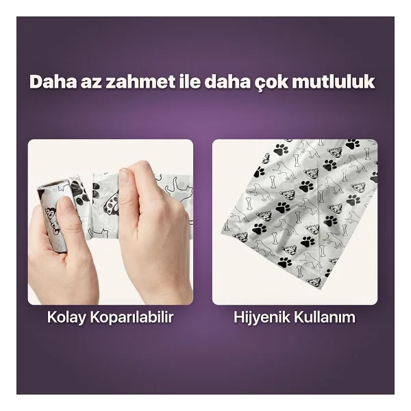 Mösta UBPet Kokulu Köpek Kaka Poşeti - 120'li Paket (8 Rulo), Dayanıklı, Sızdırmaz (33 x 22 cm) - Görsel 3