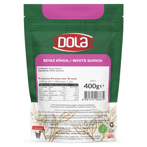 Dola Glutensiz Beyaz Kinoa 400 Gr - Görsel 2
