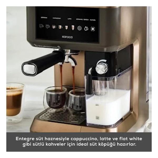Karaca MyCaffe Barista S10 Walnut Brown Yarı Otomatik Espresso Makinesi - Görsel 4