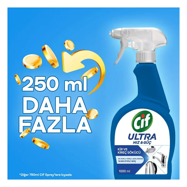 Cif Ultra Hız & Güç Kireç Sökücü Sprey 1000 Ml - Görsel 9