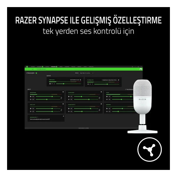 Razer Seiren V3 Mini Ultra Kompakt Beyaz USB Mikrofon - Görsel 7