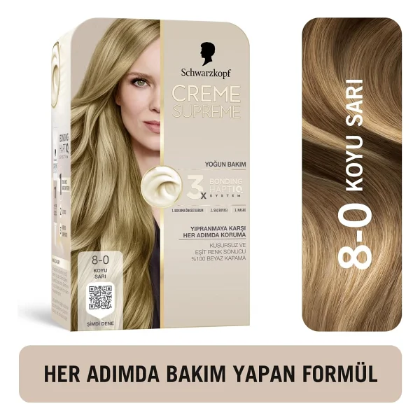 Schwarzkopf Creme Supreme 8.0 Koyu Sarı Saç Boyası - Görsel 2
