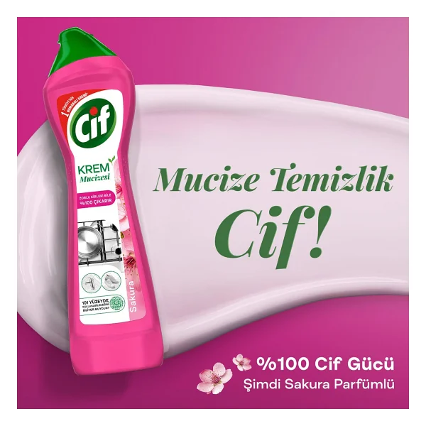 Cif Krem Sakura Mutfak Banyo Temizleyici 500 Ml - Görsel 4