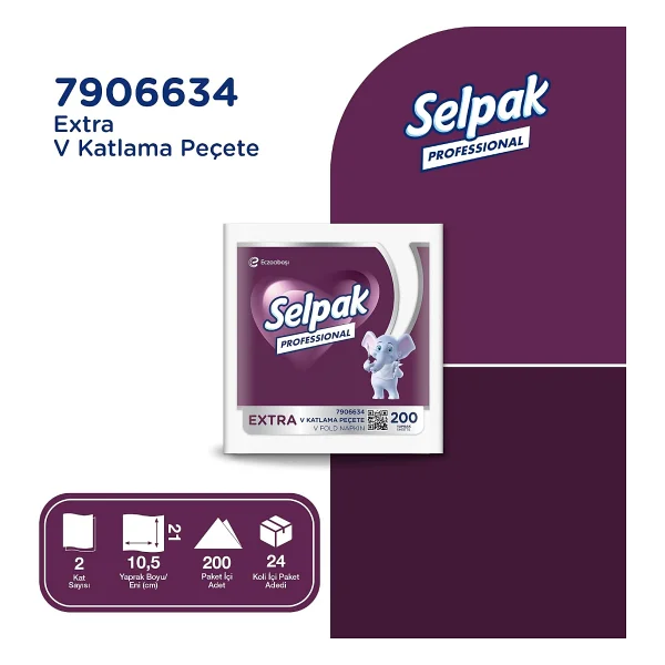 Selpak Prof Pro Ekstra 200x24 V Kat.Peçete - Görsel 8