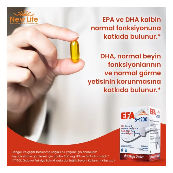 New Life Efa S-1200 Omega 3 Balık Yağı 90 Kapsül - Görsel 10