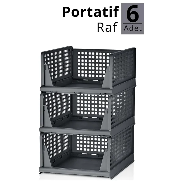 Mithra Life 6 Lı Kayar Raf Organizer Gri Dolap İçi Kıyafet Aksesuar Düzenleyici 45x35 Cm Mıt1264 - Görsel 7