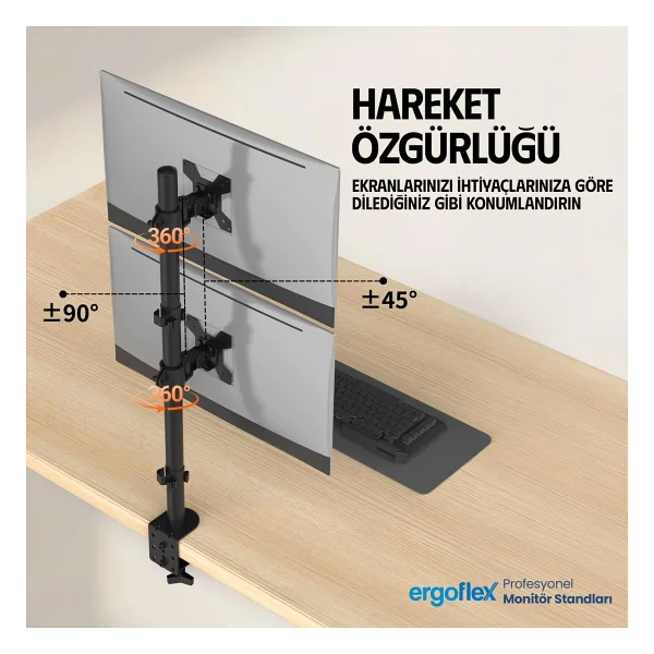 Ergoflex Ef63 13-32 İnç İki Kollu Monitör Standı - Görsel 3
