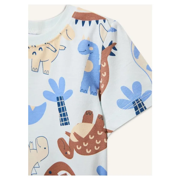 DeFacto%100 Pamuk Dinozor Baskılı 2'li Pijama Takımı Erkek Bebek - Görsel 7