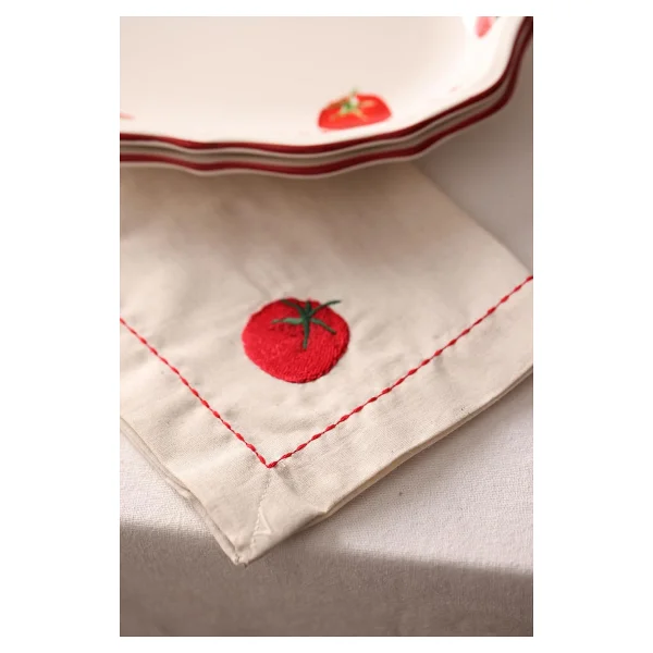 Rakle x Bengi Kurtcebe Pomodoro Keten Nakış İşlemeli 2'li Amerikan Servisi 35x40 cm - Görsel 2