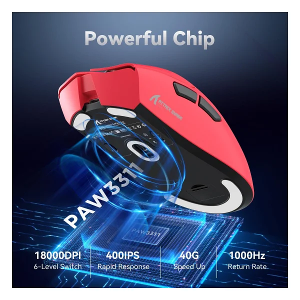Attack Shark R1 Superlight Kırmızı Optik Kablolu/Kablosuz Oyuncu Mouse - Görsel 6