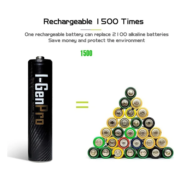 I-Gen P102 1.2v 1100 mAh 2'li Şarjlı Aaa İnce Kalem Pil - Görsel 6