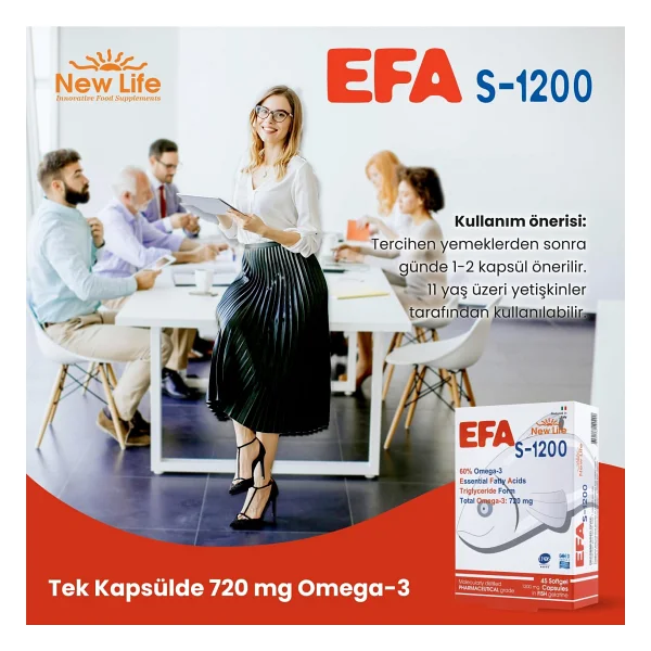 New Life EFA S-1200 Omega 3 Balık Yağı 45 Kapsül - Görsel 4