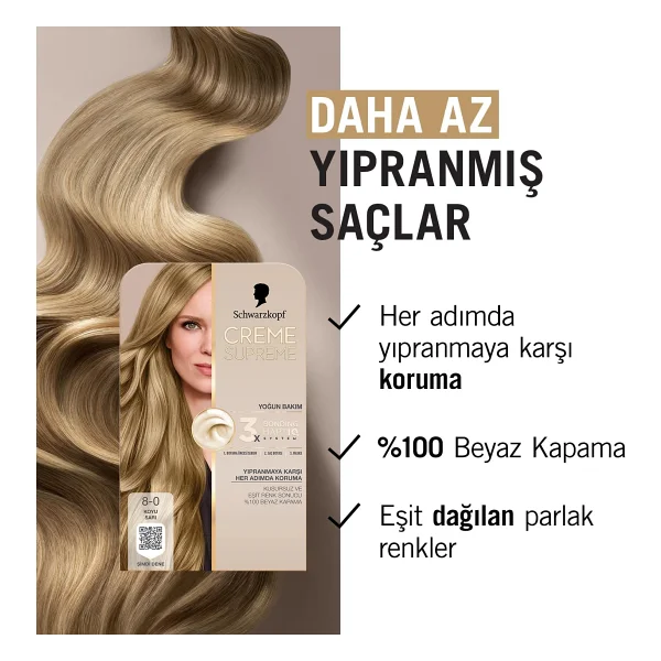 Schwarzkopf Creme Supreme 8.0 Koyu Sarı Saç Boyası - Görsel 5