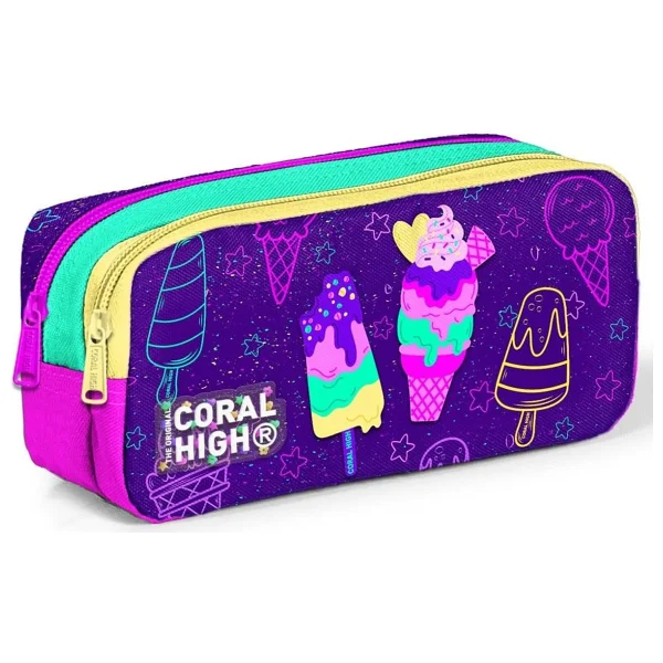 Coral High İlkokul Sırt Çantası Ve Kalemlik Seti - Pembe Mor Dondurma - Kız Çocuk - Görsel 3