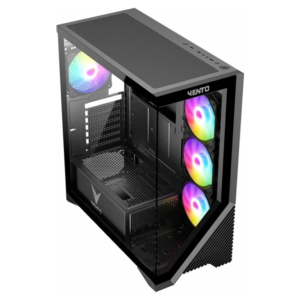 Vento VG4202FL 750W 80+ BR GEN5 4x12CM RGB Fan E-ATX Temperli Cam 2xUSB2.0/1xUSB3.0 Siyah Gaming Kasa - Görsel 3