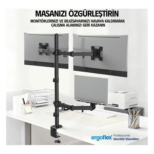 Ergoflex EF75 13-27 inç Üç Kollu Monitör Standı - Görsel 7