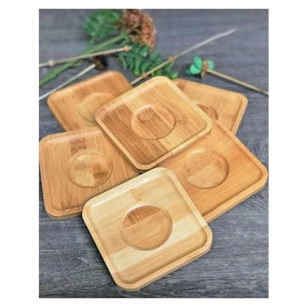 Bambu Çay Tabağı Altlığı, Kare Şekilli, Bej, Elde Yıkama Önerilen, Bulaşık Makinesi Uygun Değil, 10 x 10 cm, 6 Parça - Görsel 3