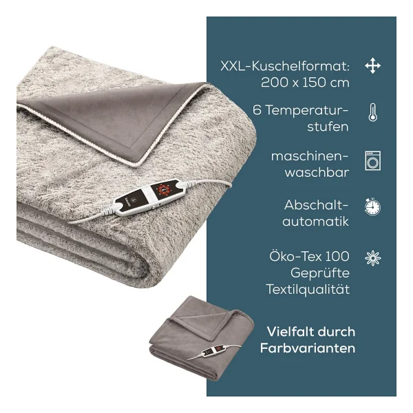 Beurer HD 150 XXL Nordic Taupe 200x150 Cm Elektrikli Battaniye - Görsel 7