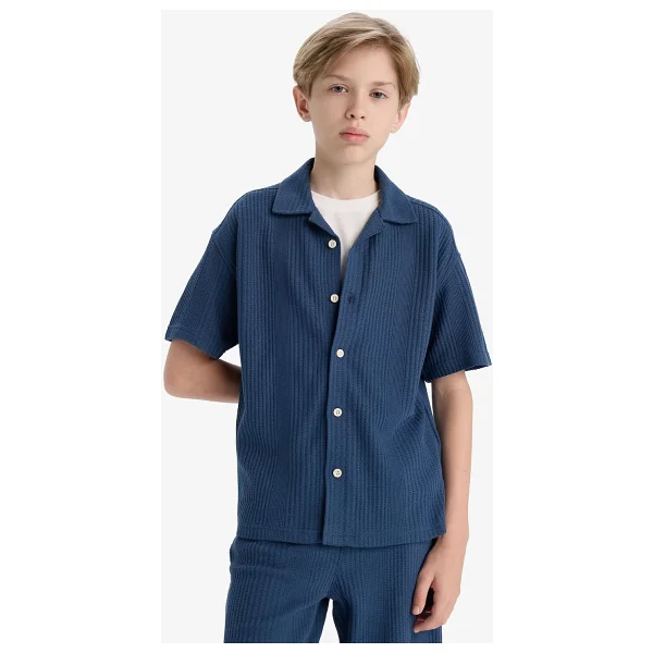 DeFacto Erkek Çocuk Oversize Geniş Kalıp Polo Yaka Kısa Kollu Gömlek E3313A825HS - Görsel 6