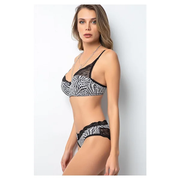 Miorre Push-Up Dolgulu Dantel Detaylı Sütyen Takım Zebra 75 - Görsel 7