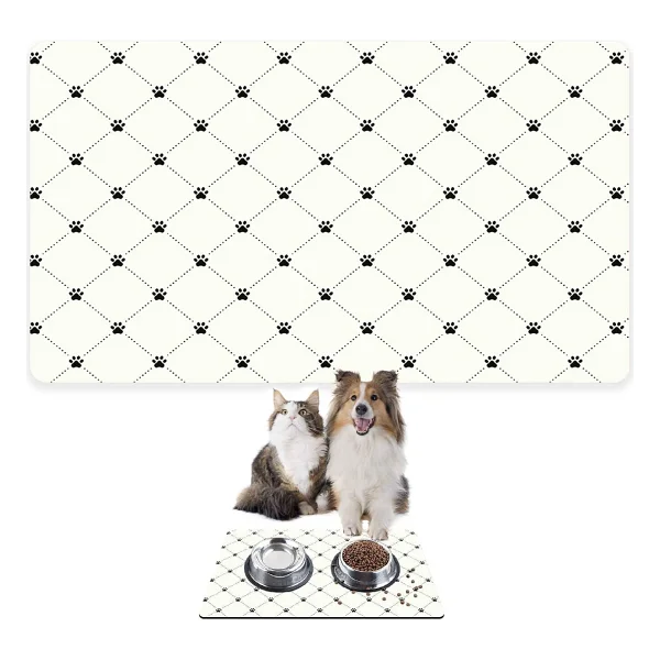 Monnhein Mama ve Su Evcil Hayvan Beslenme Matı, Kolay Temizlenen Emici Su Geçirmez Kumaş, Küçük Orta Boy ve Büyük Kedi ve Köpekler için Dayanıklı Köpek Kedi Paspas (40x60, Gri Kediler Balık) - Görsel 9