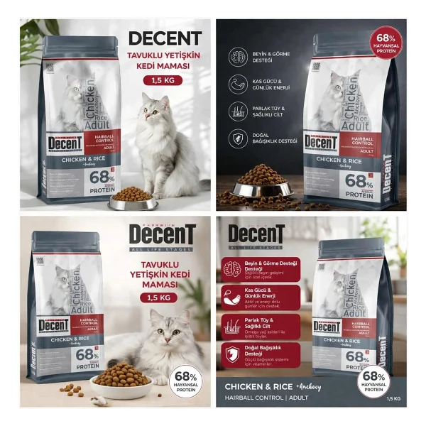 Decent Tuklu Yetişkin Kedi Sı 1,5 Kg Control Tuk & Pirinç Yetişkin Kedi Sı - Görsel 2
