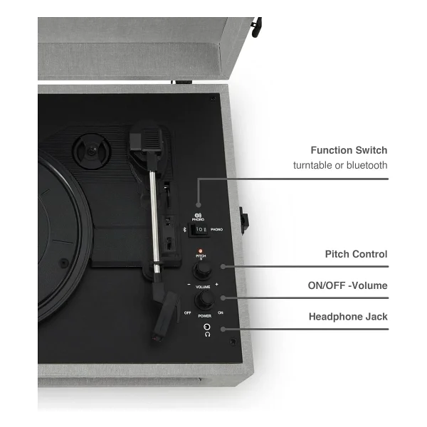 Crosley Voyager Vintage Gri Çantalı Retro Pikap - Görsel 7