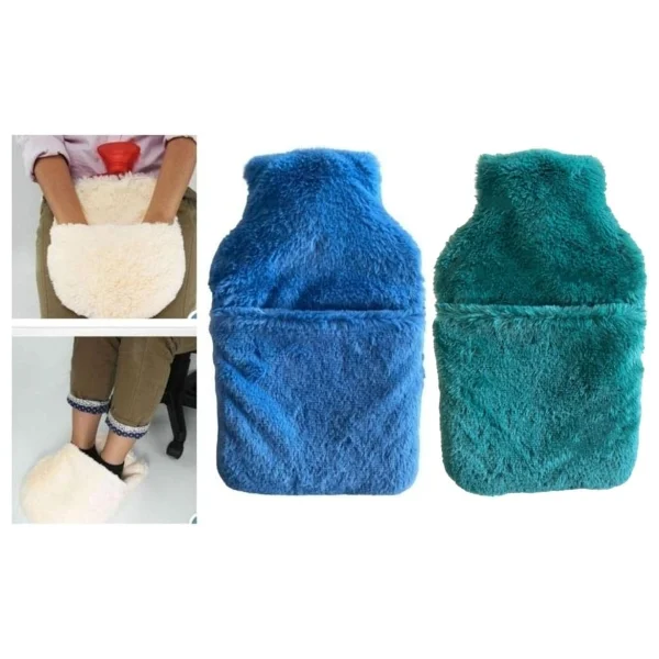 Sıcak Su Torbası 2 Adet,Cepli Peluş Termofor 32,5x17,5cm 1500 Ml - Görsel 2
